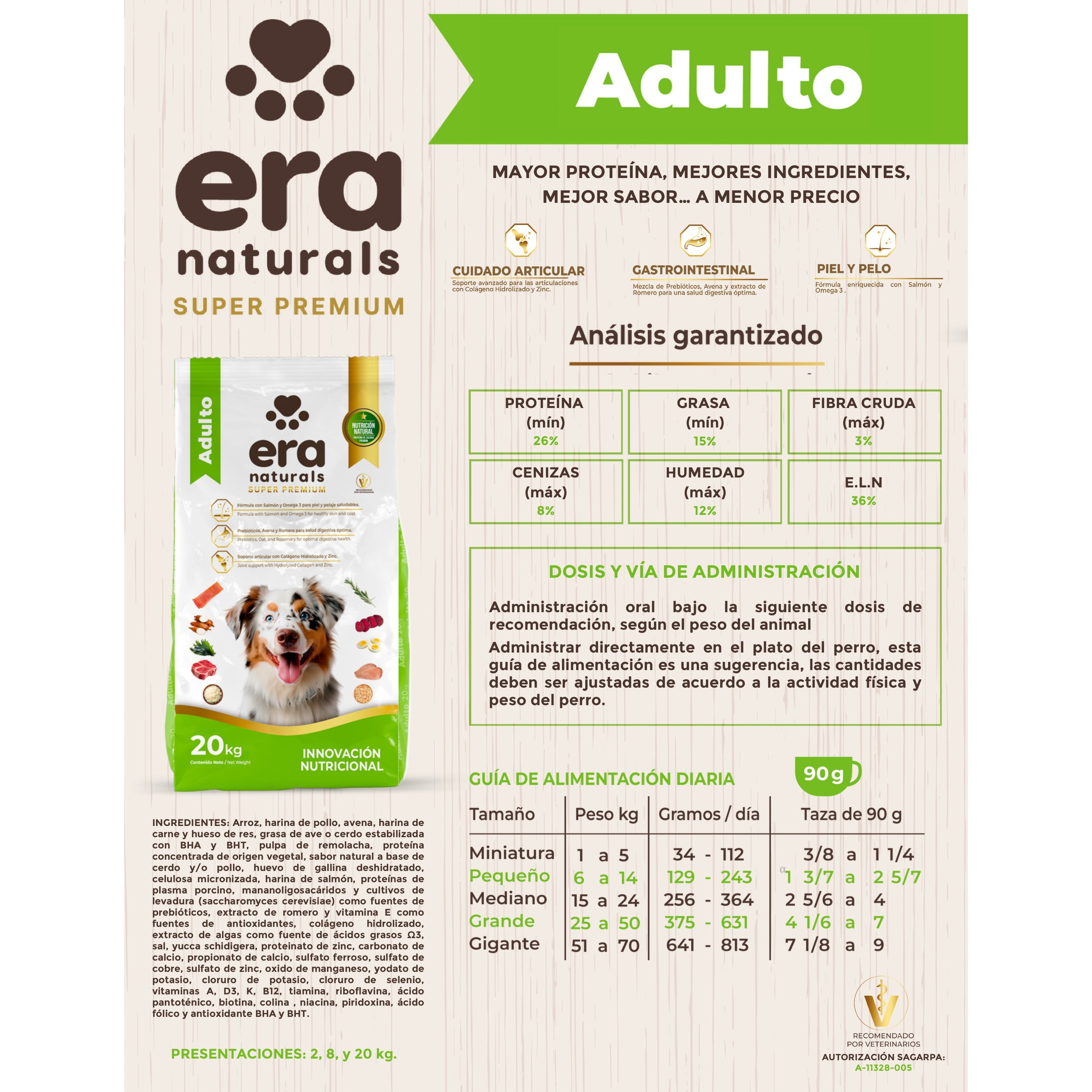 Era Naturals Adulto Raza Mediana y Grande Alimento Super Premium Era Naturals Adulto Raza Mediana y Grande Alimento Super Premium